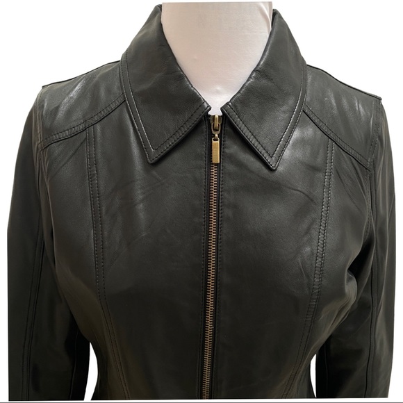 black leather full zip jacket w corset detailing size 6 Super soft NWOT - Picture 6 of 12